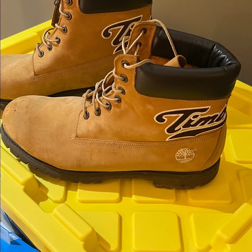 Timberland Men’s Tan Nubuck Padded Collar Lace-Up Boots Sz 15 - Picture 2 of 16